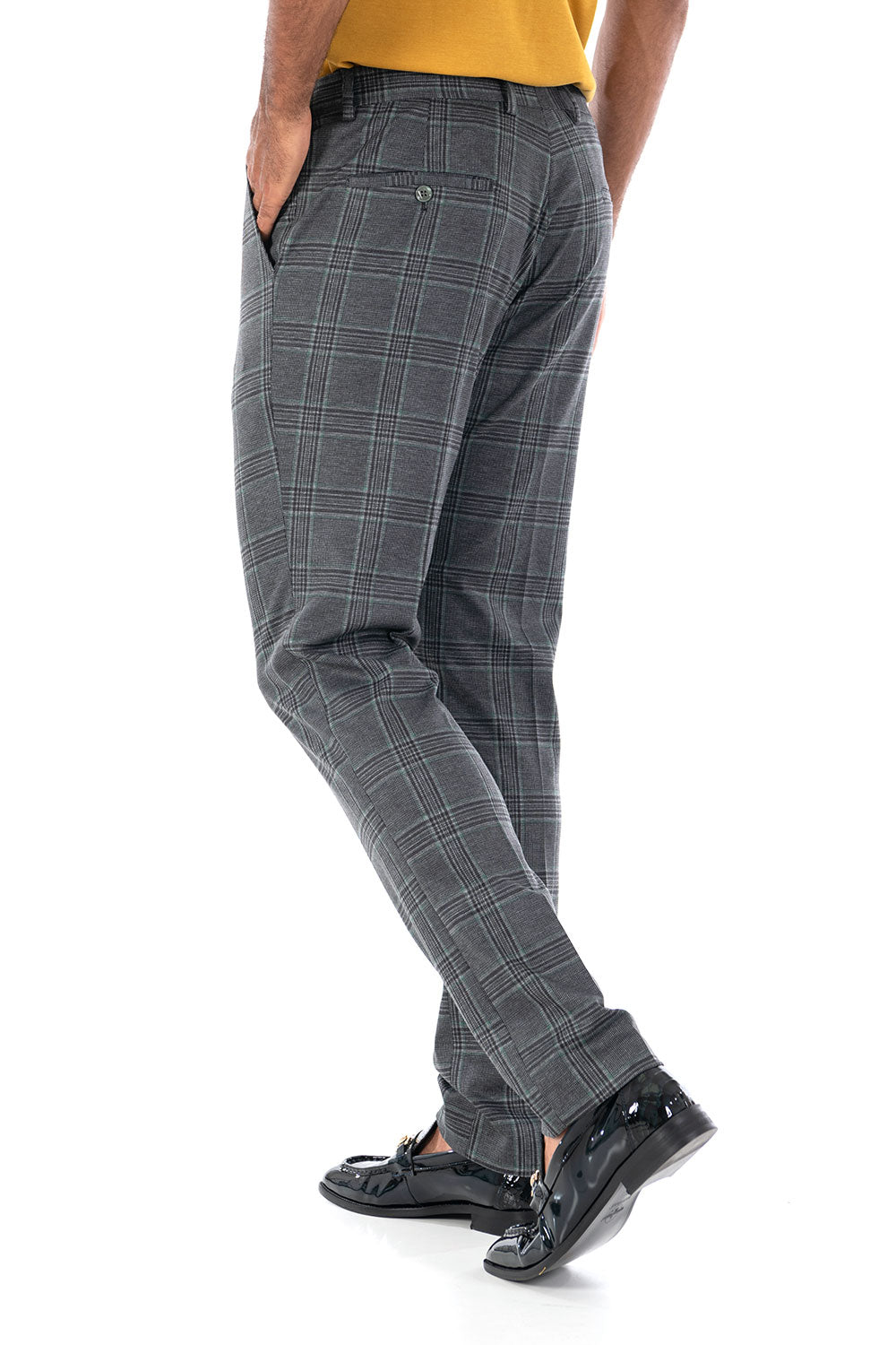 BARABAS men's checkered plaid black grey chino pants CP78