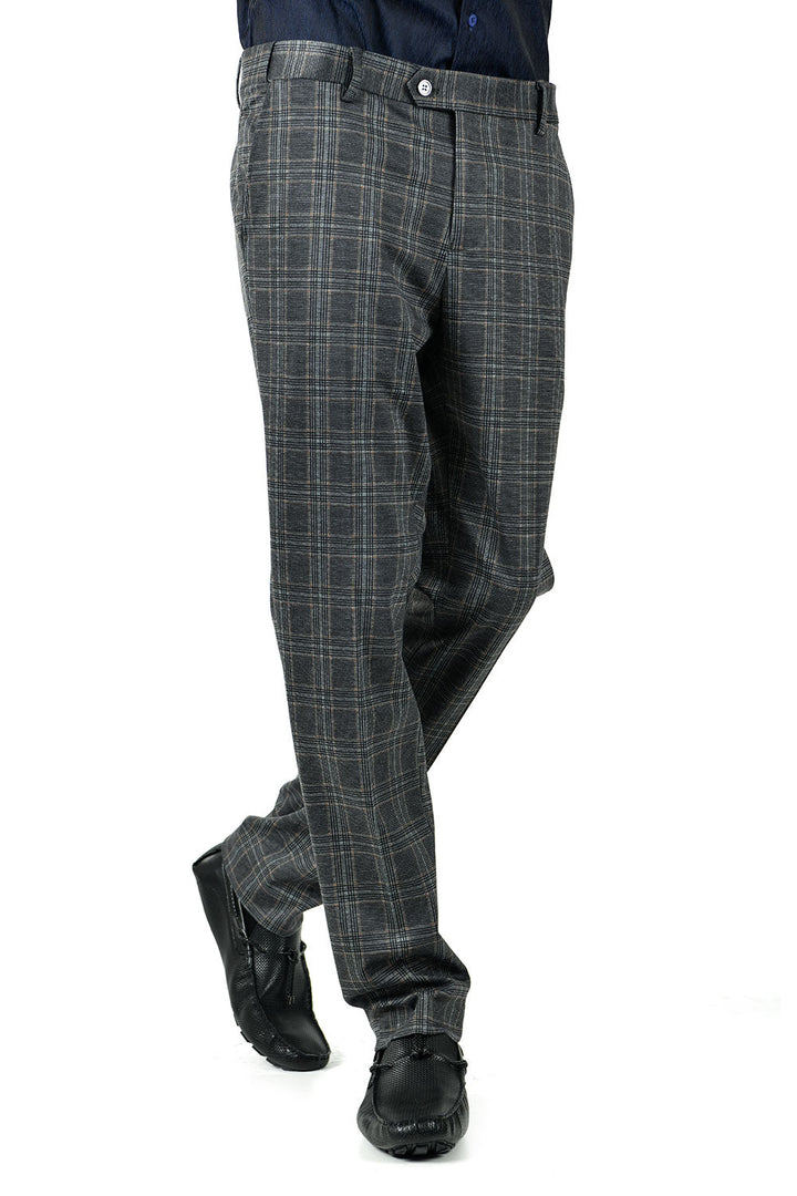 BARABAS men's checkered plaid Grey and Brown chino pants CP79
