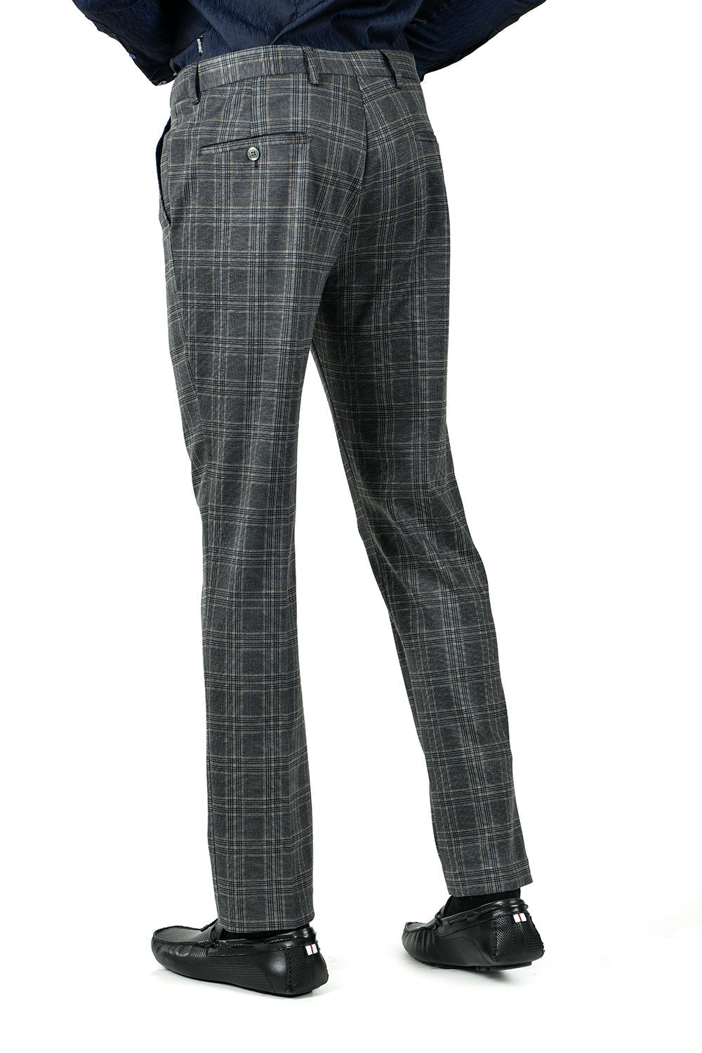 BARABAS men's checkered plaid Grey and Brown chino pants CP79