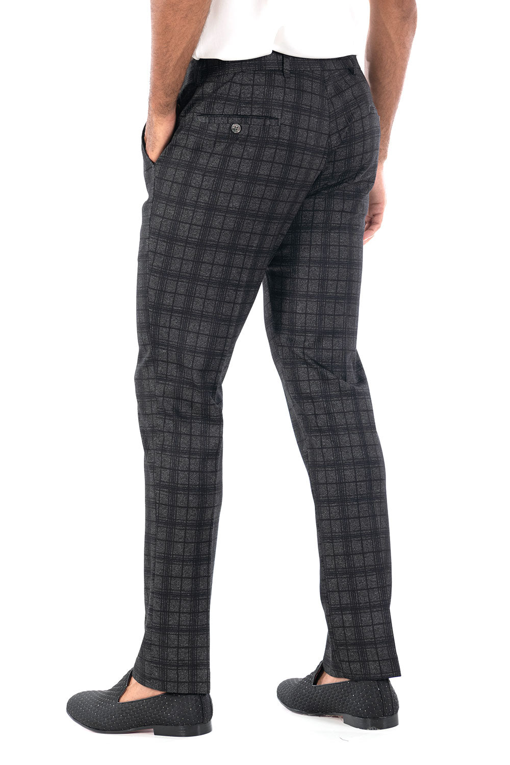 BARABAS men's checkered plaid Black Grey chino pants CP84