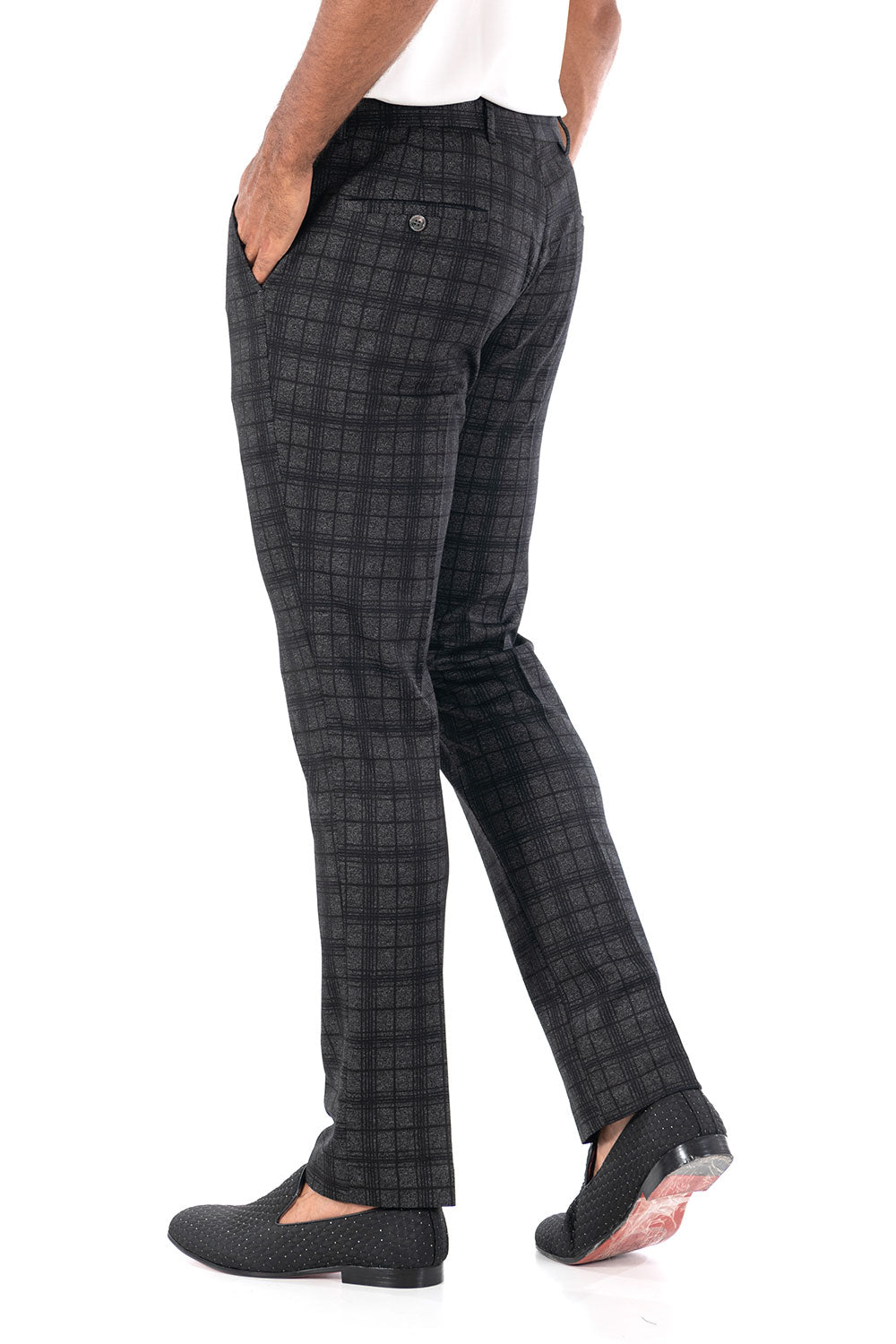 BARABAS men's checkered plaid Black Grey chino pants CP84