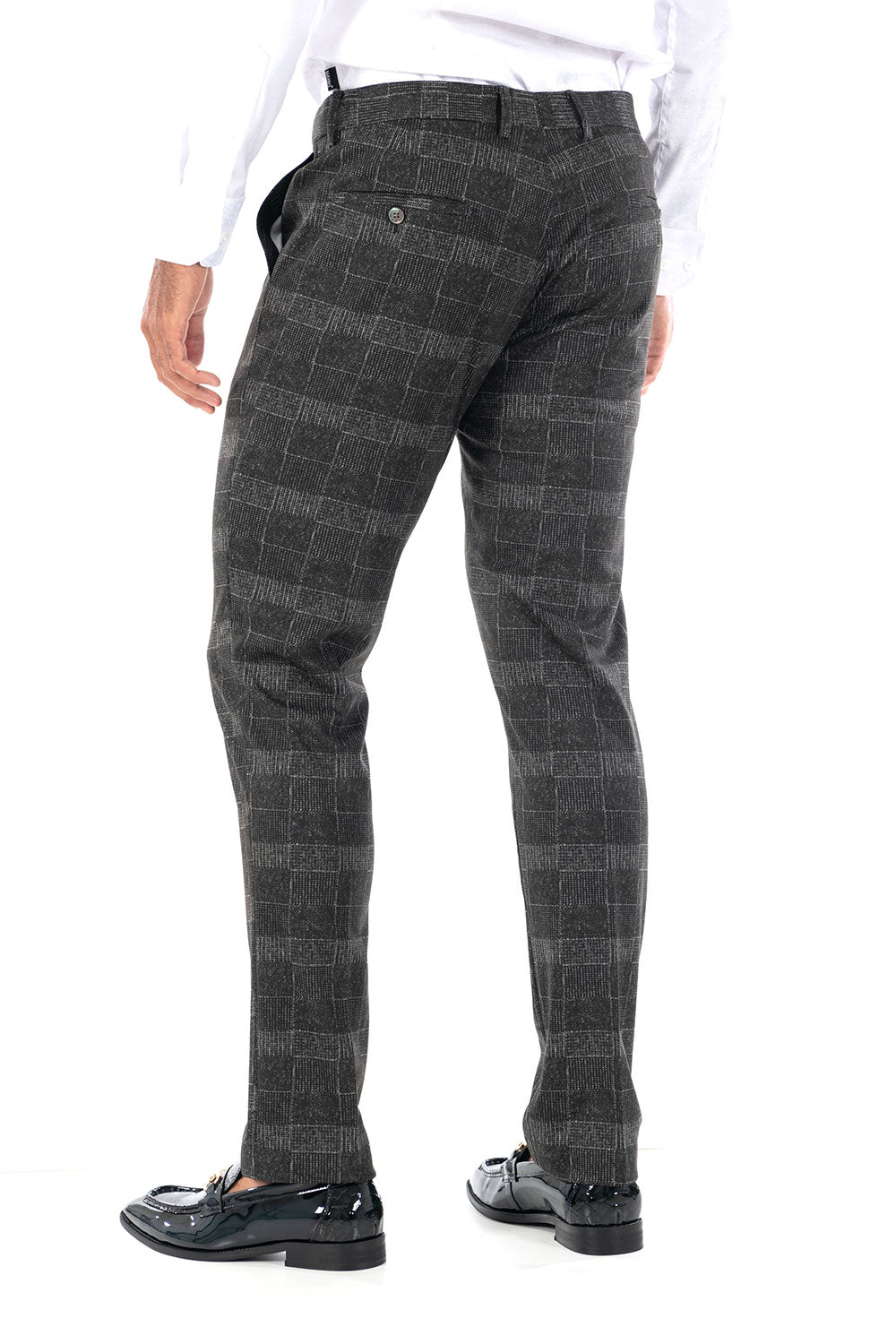 BARABAS men's checkered plaid black chino pants CP85