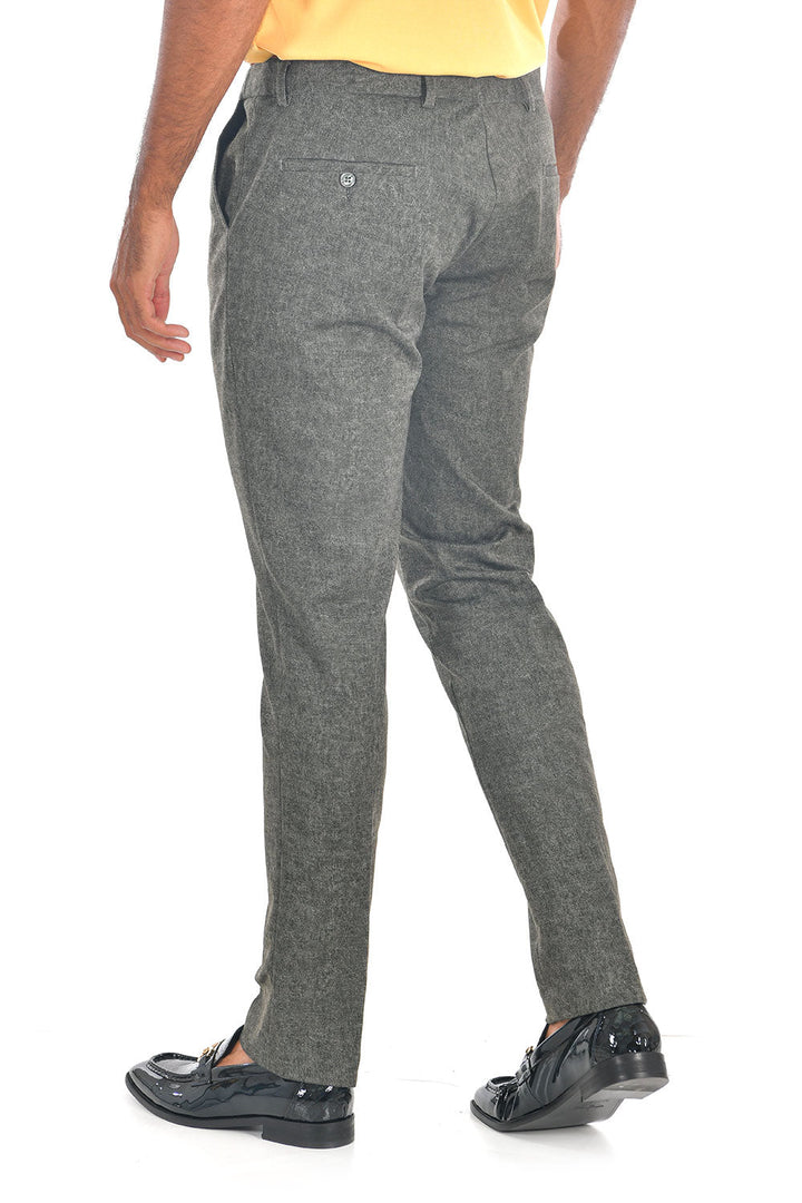 BARABAS Men's Grey Luxury Checkered Plaid Chino Pants CP90 Dark Grey