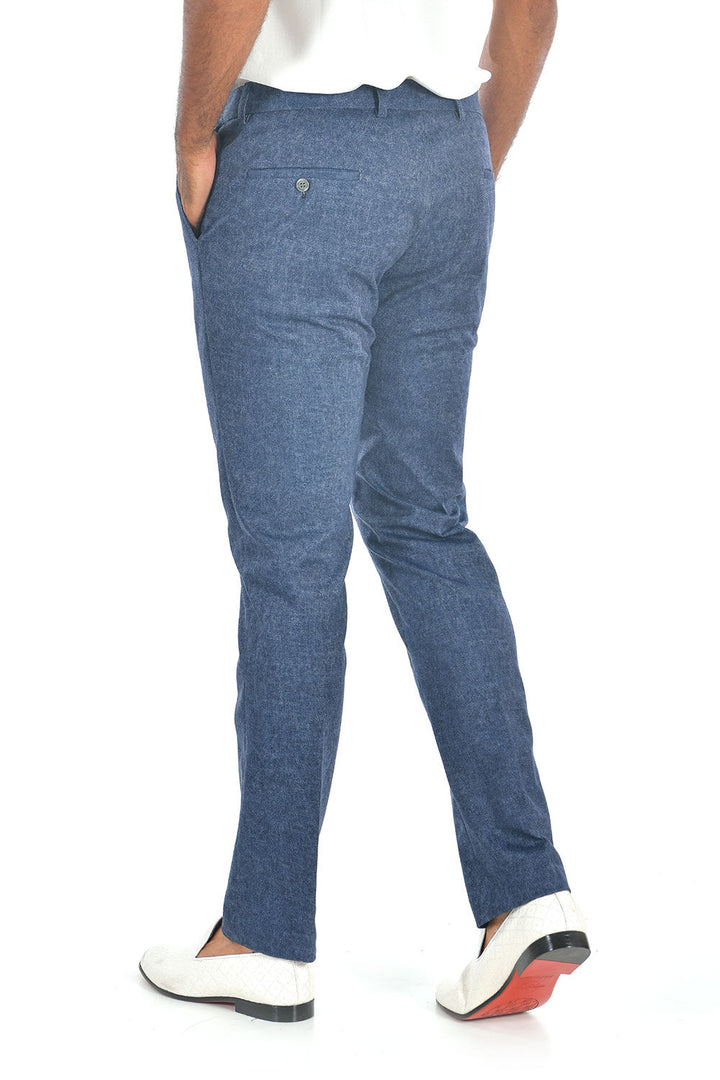 Barabas Men's Heather Blue Basic Essential Chino Dress Pants CP91