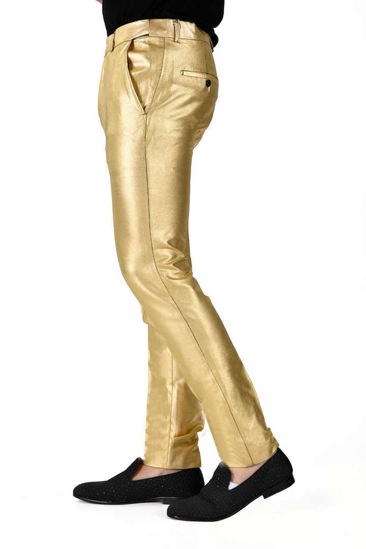Barabas Men's Glossy Pattern Design Sparkly Luxury Dress Pants CP95 Gold