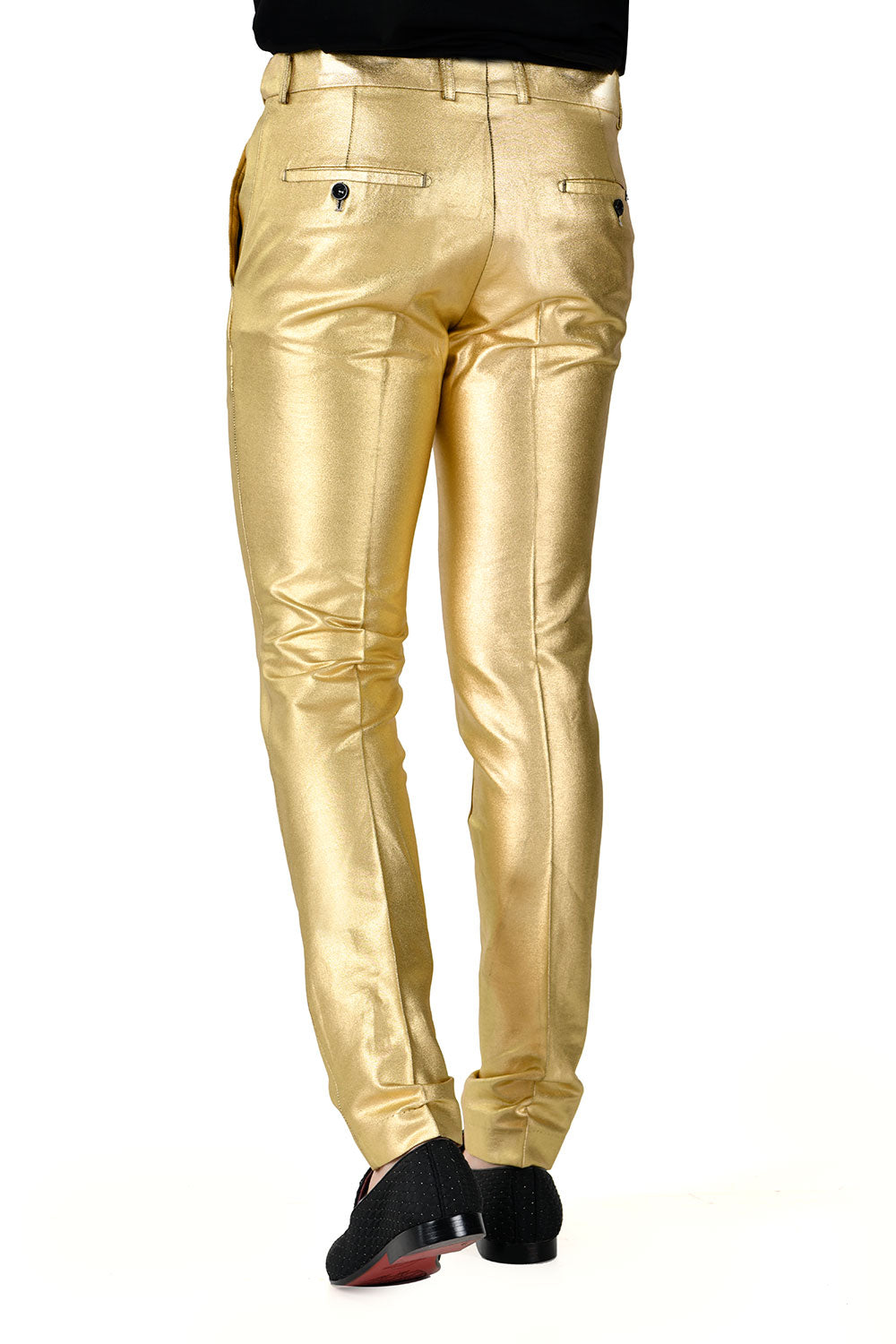 Barabas Men's Glossy Pattern Design Sparkly Luxury Dress Pants CP95 Gold