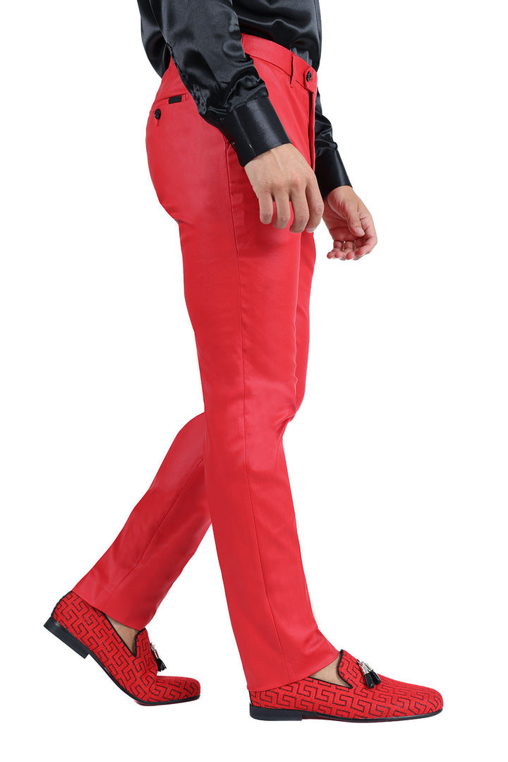 Barabas Men's Glossy Pattern Design Sparkly Luxury Dress Pants CP95 Red