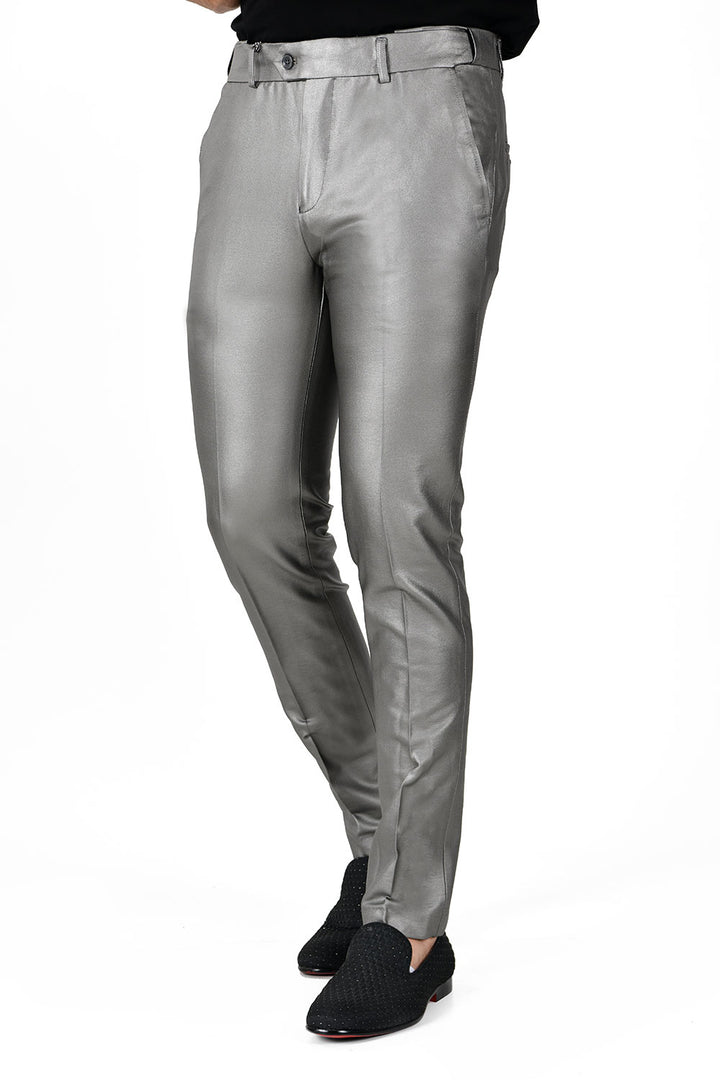 Barabas Men's Glossy Pattern Design Sparkly Luxury Dress Pants CP95 Grey