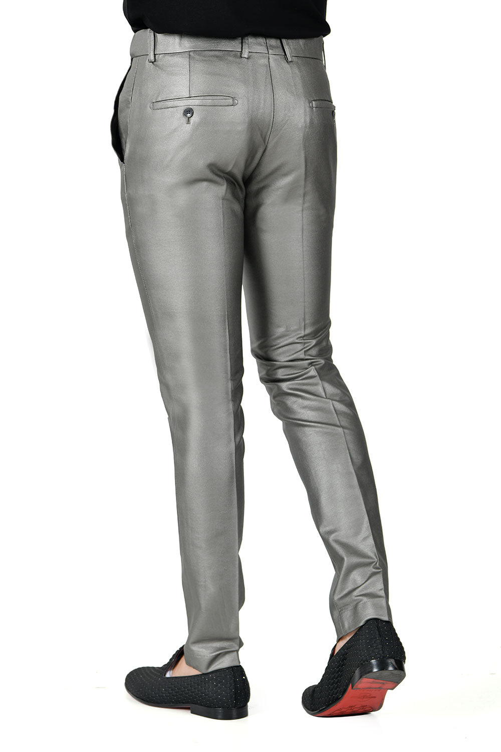 Barabas Men's Glossy Pattern Design Sparkly Luxury Dress Pants CP95 Grey