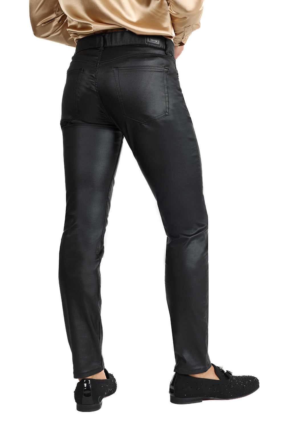 Barabas Men's Glossy Shiny Design Sparkly Luxury Dress Pants 2CPW27 Black