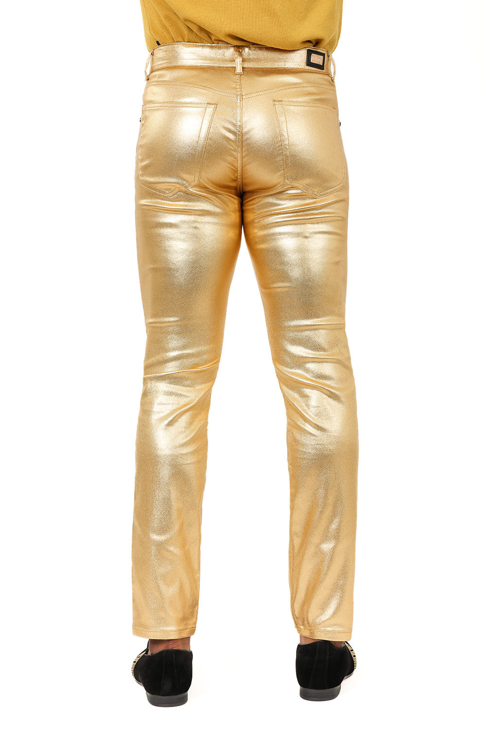 Barabas Men's Glossy Shiny Design Sparkly Luxury Dress Pants 2CPW27 Gold
