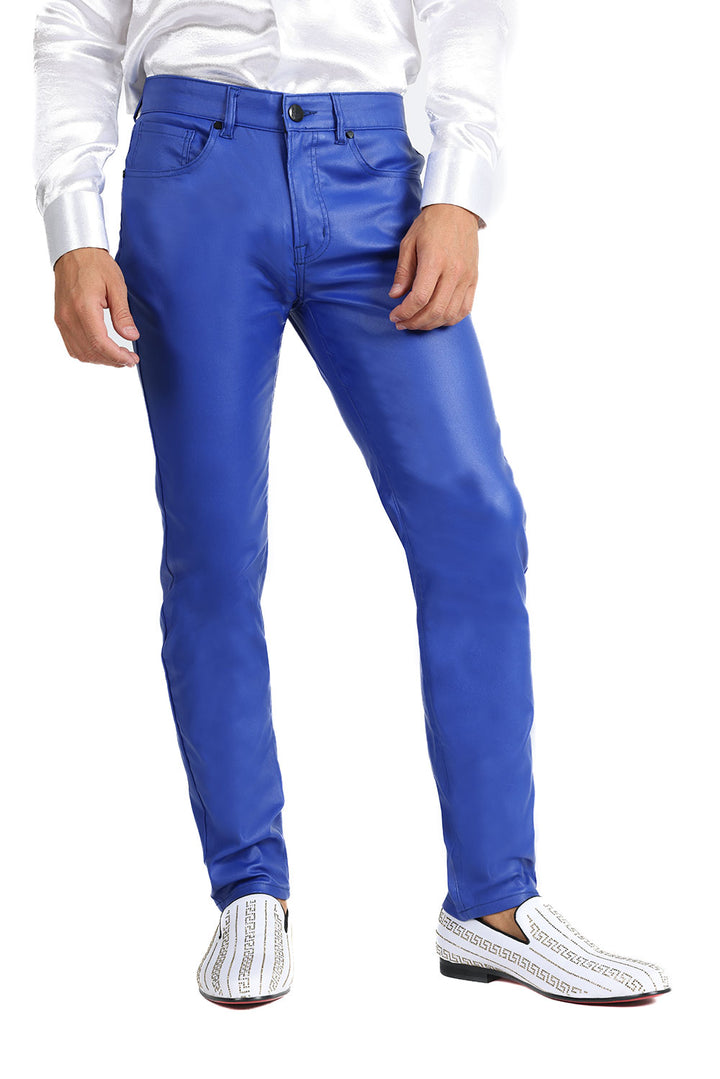 Barabas Men's Glossy Shiny Design Sparkly Luxury Dress Pants 2CPW27 Royal