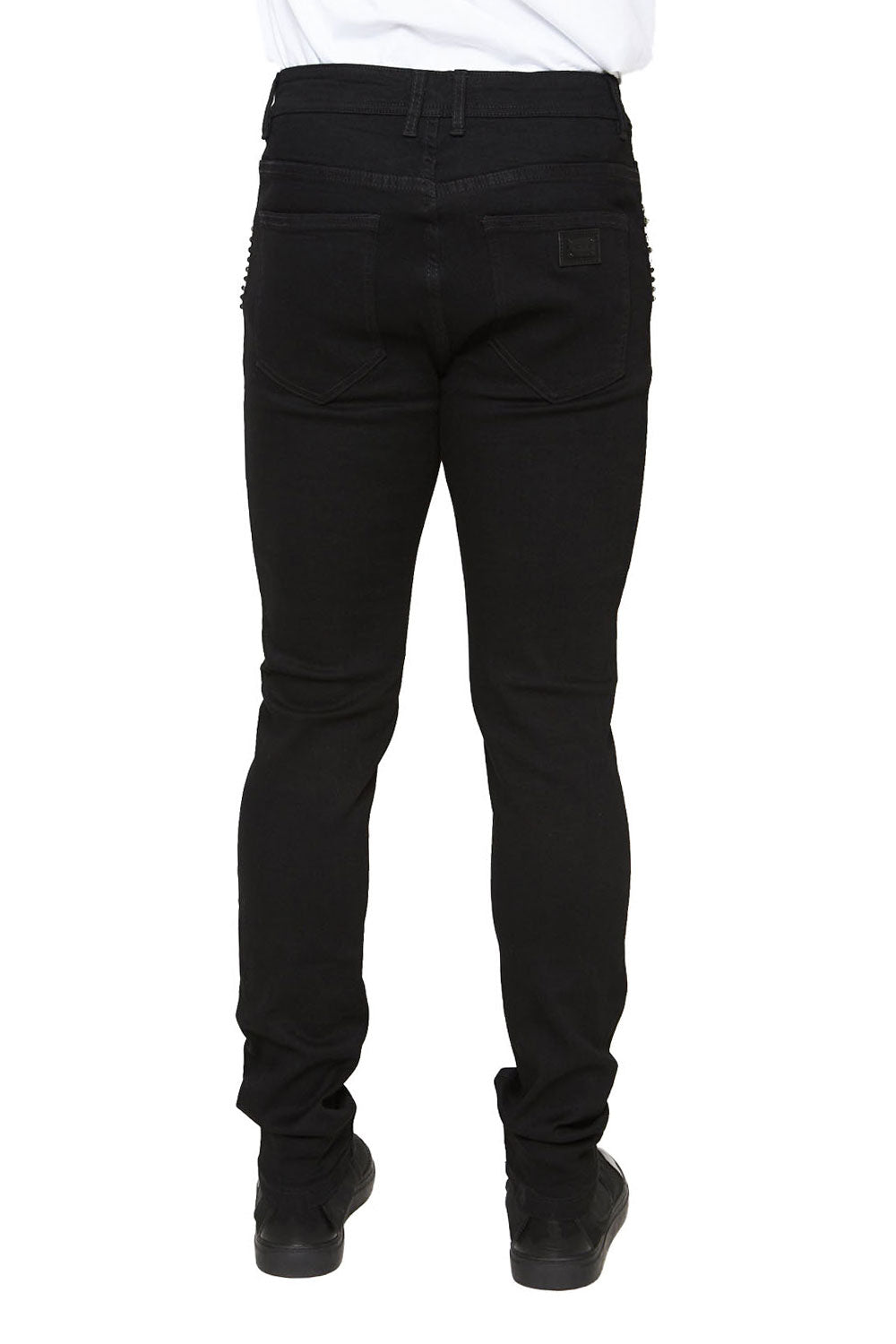 BARABAS Men's Rhinestone Slim Fit Black Denim Jeans SN8854 