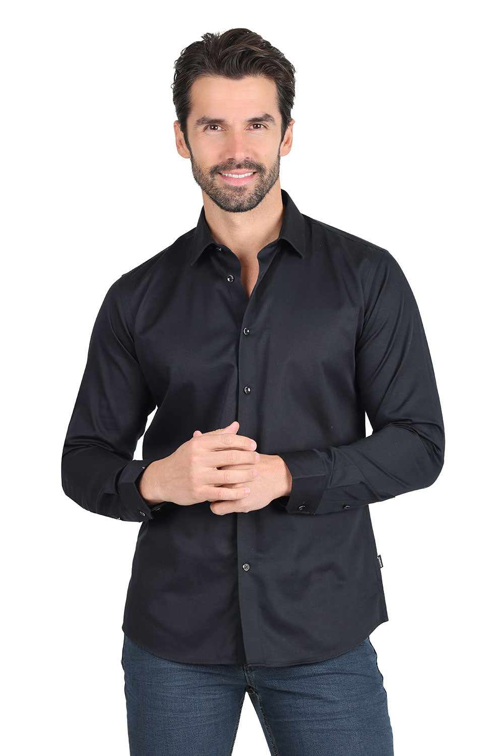BARABAS Men's Solid Basic Palin Premium Button Down Dress Shirts 2DPS01  black