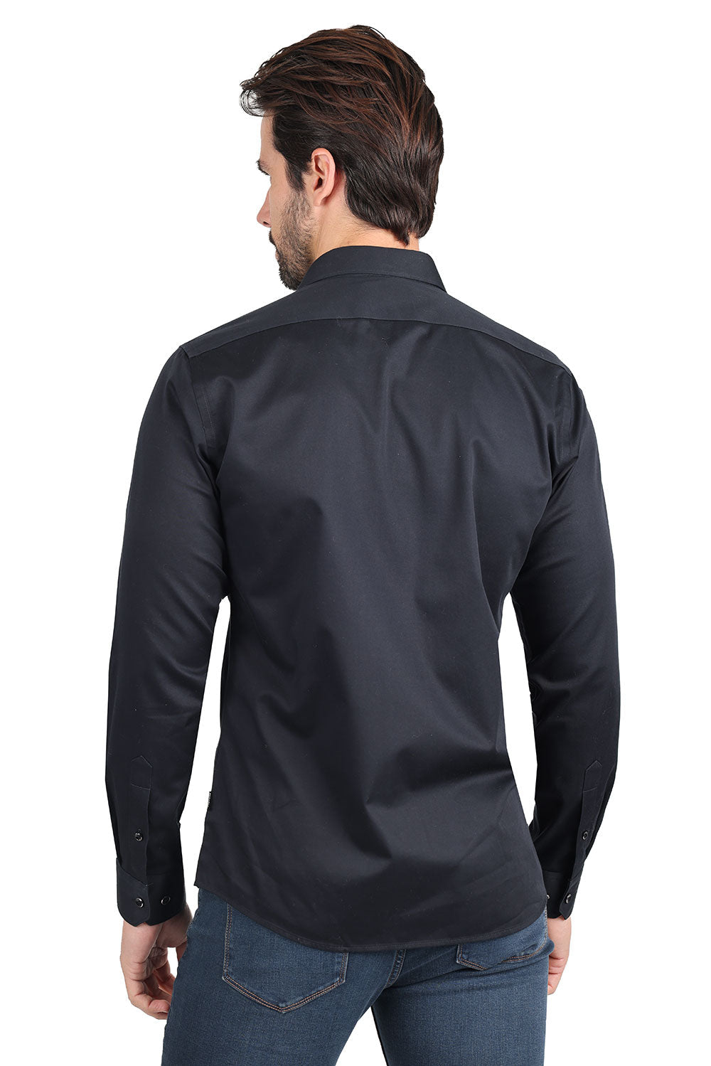 BARABAS Men's Solid Basic Palin Premium Button Down Dress Shirts 2DPS01  black