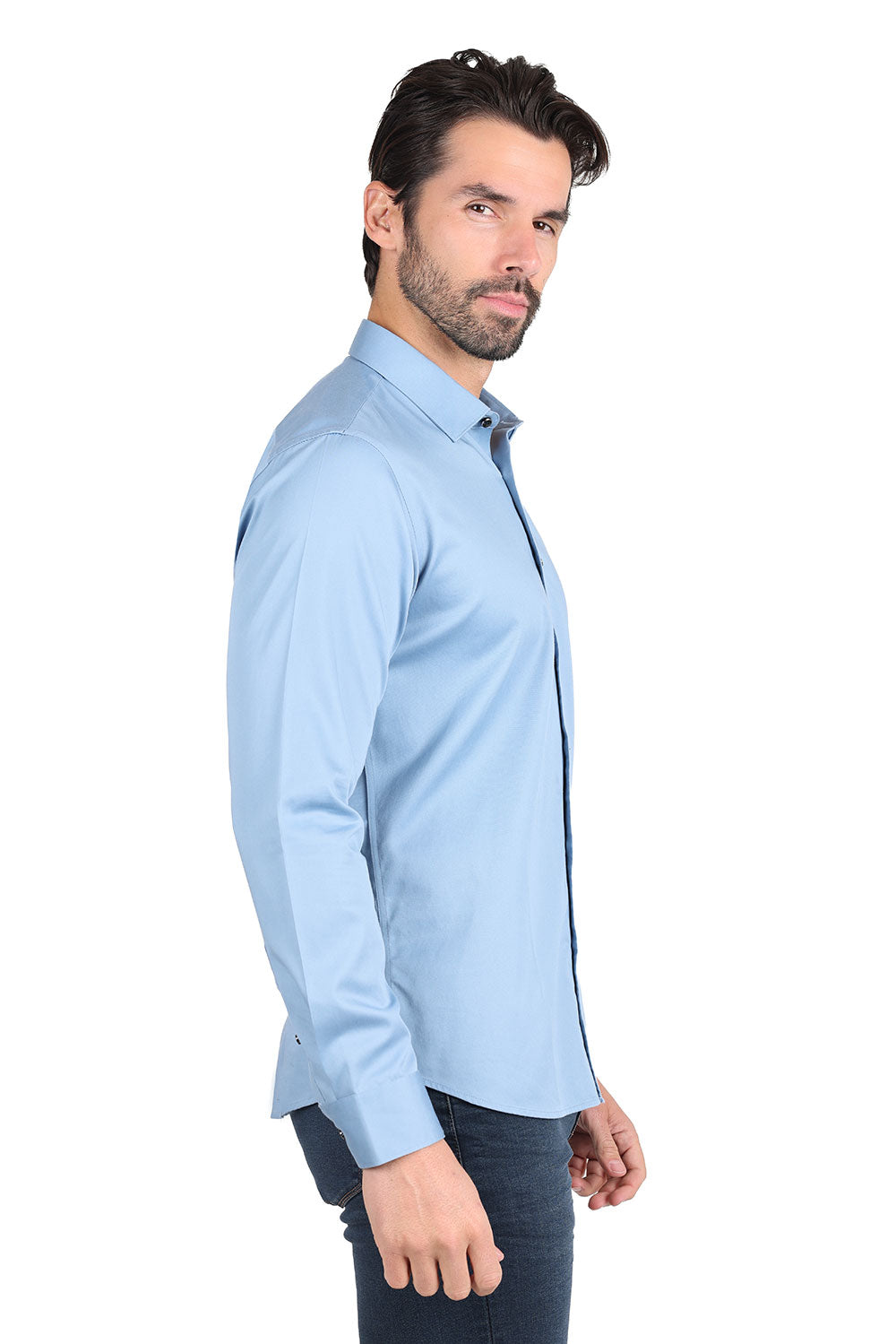 BARABAS Men's Solid Basic Palin Premium Button Down Dress Shirts 2DPS01 Blue