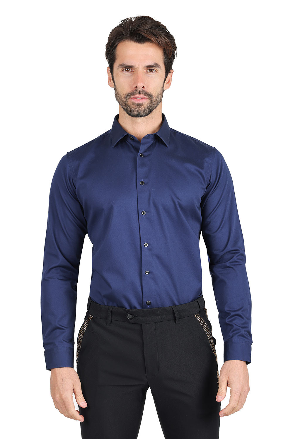 BARABAS Men's Solid Basic Palin Premium Button Down Dress Shirts 2DPS01 Navy