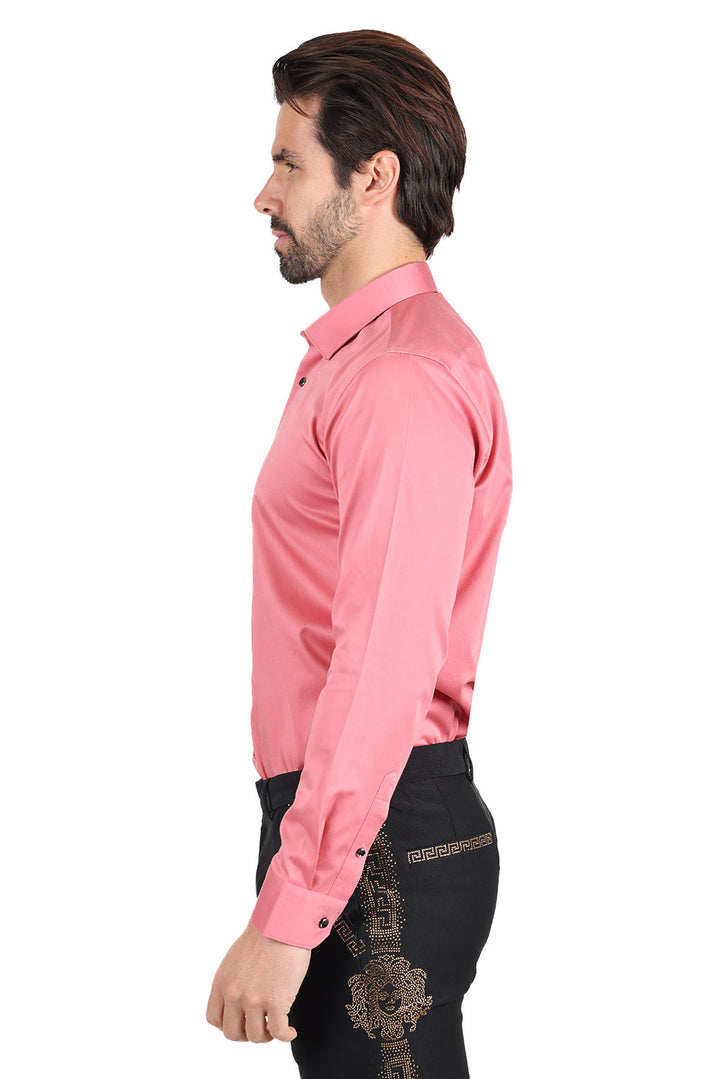 BARABAS Men's Solid Basic Palin Premium Button Down Dress Shirts 2DPS01 Rose Pink