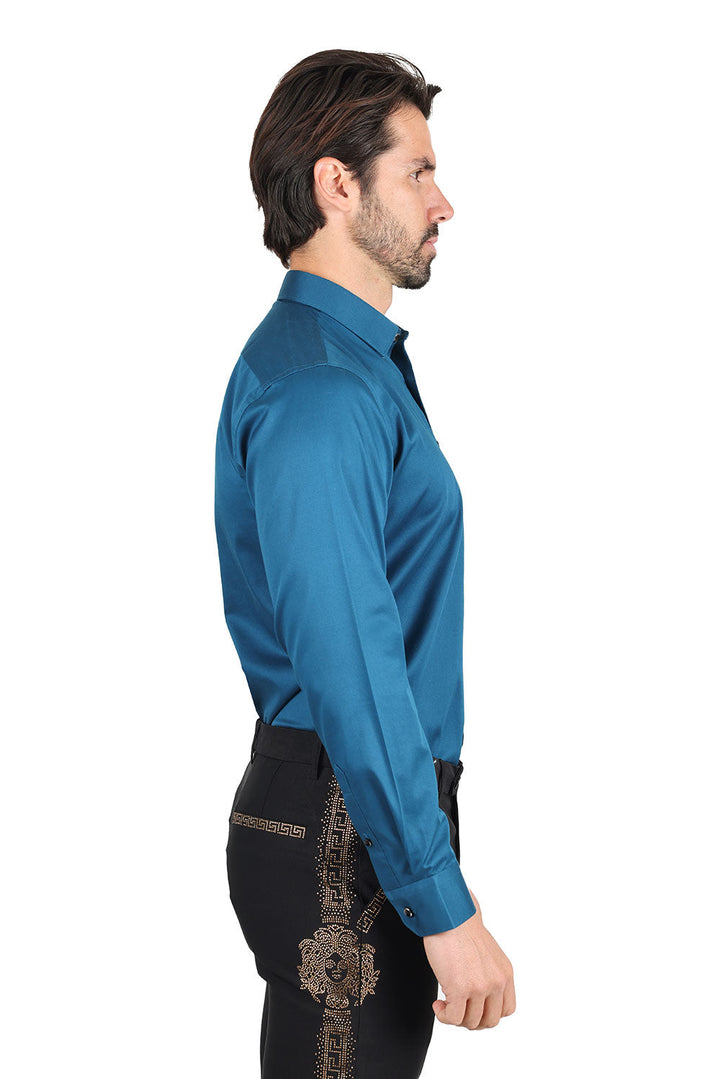 BARABAS Men's Solid Basic Palin Premium Button Down Dress Shirts 2DPS01 Teal Blue