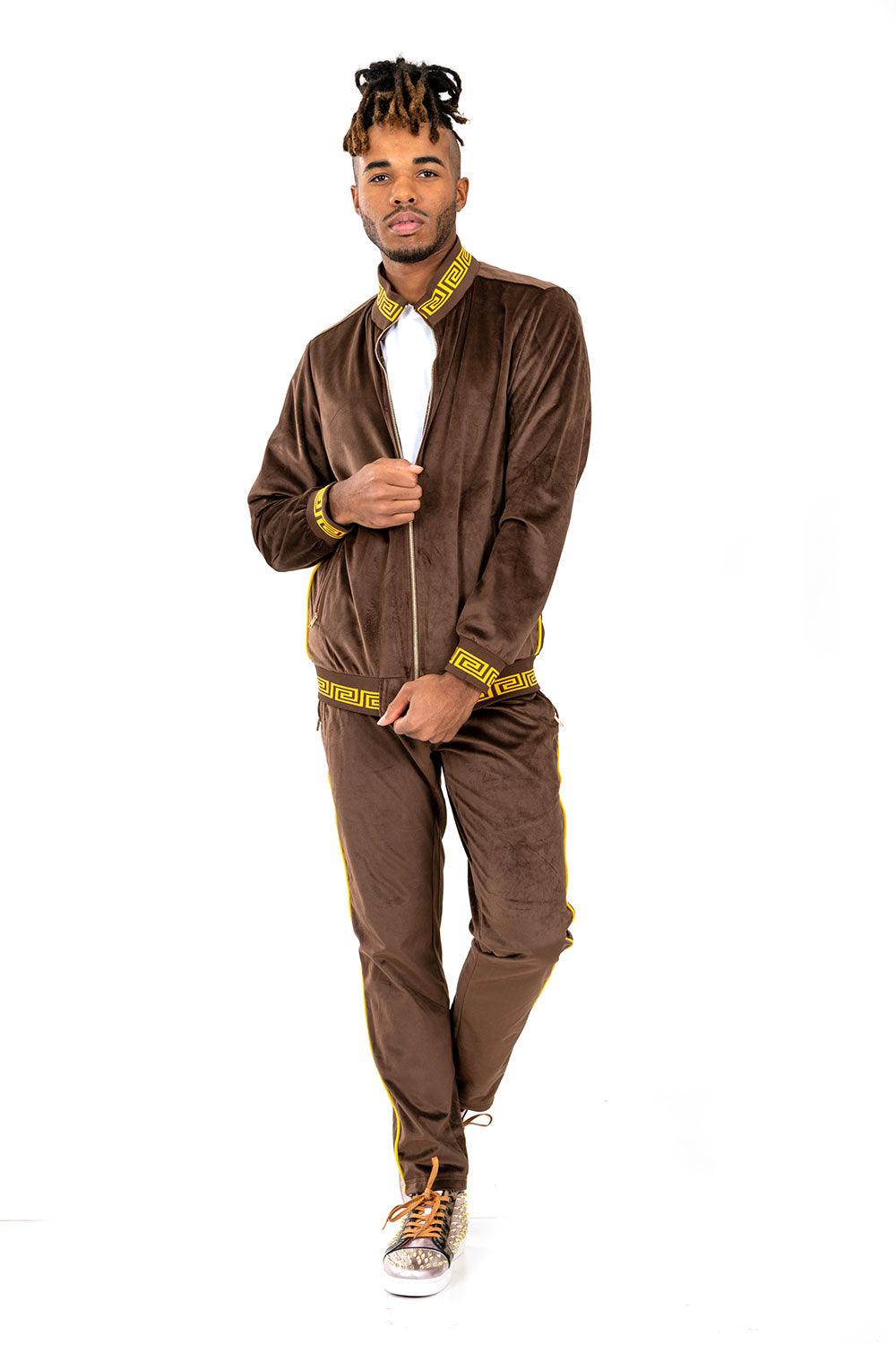 BARABAS Men's Casual Street Luxury Loungewear Coffee Brown JJ900