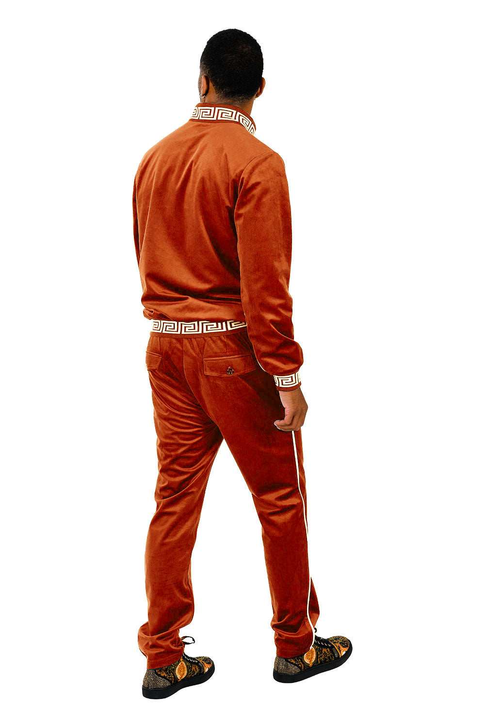 Men's Casual Street Medusa Greek Pattern Loungewear JJ900 Rust