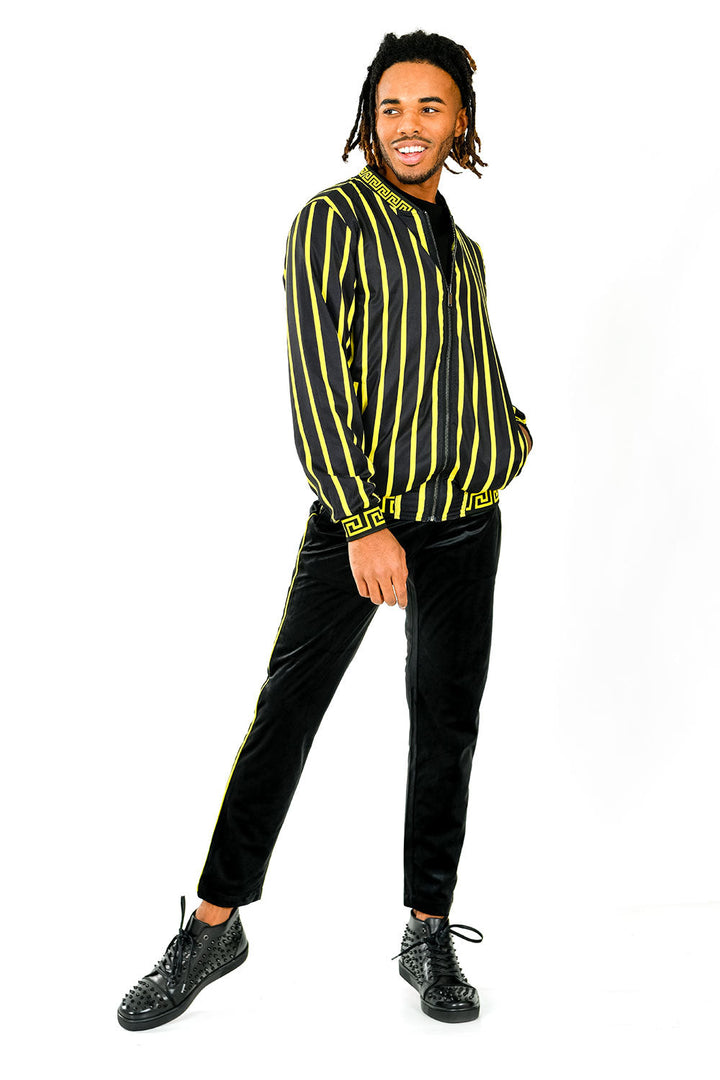 Barabas Men's Greek Medusa Striped Black Yellow Loungewear JJ902