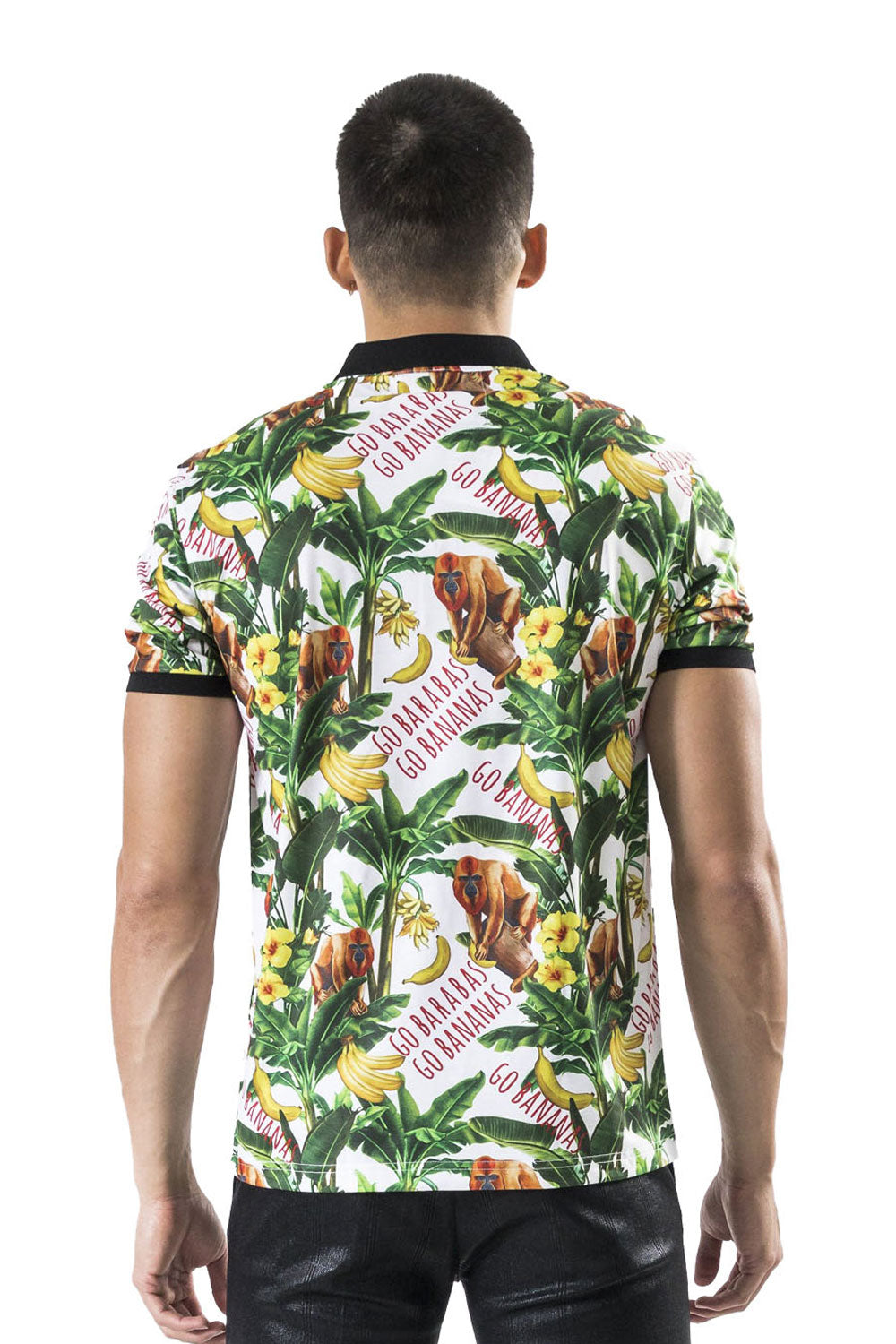 Barabas Men's Banana Print Design Graphic Tee Polo Shirts LP120
