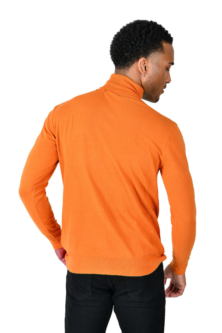 Men's Turtleneck Ribbed Solid Color Basic Sweater LS2100 Rust