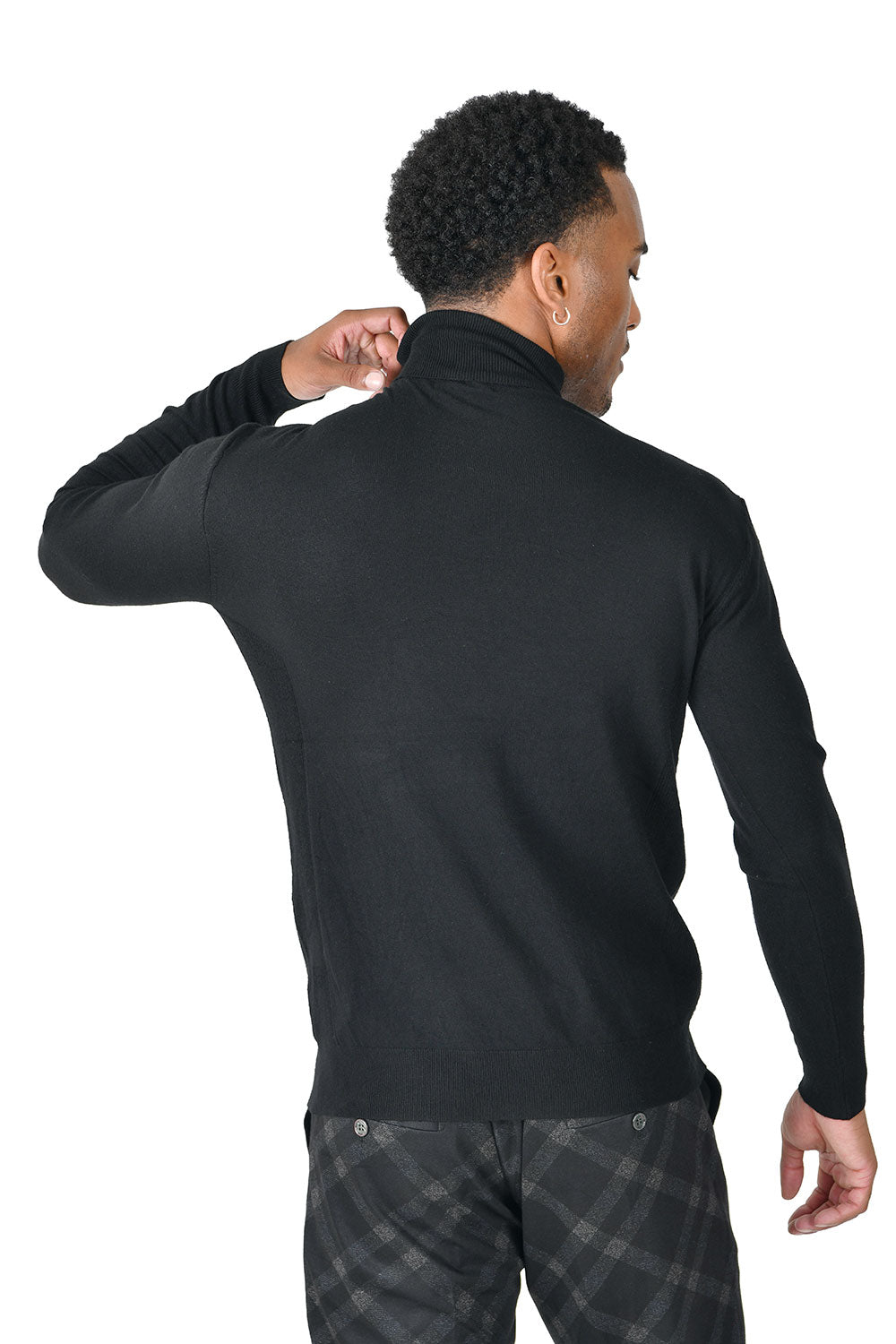 Men's Turtleneck Ribbed Solid Color Basic Sweater LS2100 Black