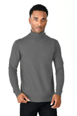 Men's Turtleneck Ribbed Solid Color Basic Sweater LS2100 #Color_Charcoal
