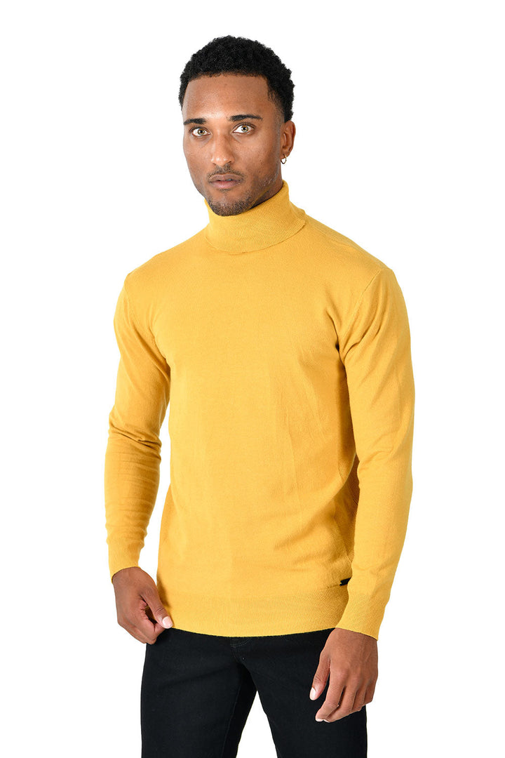 Men's Turtleneck Ribbed Solid Color Basic Sweater LS2100 mango