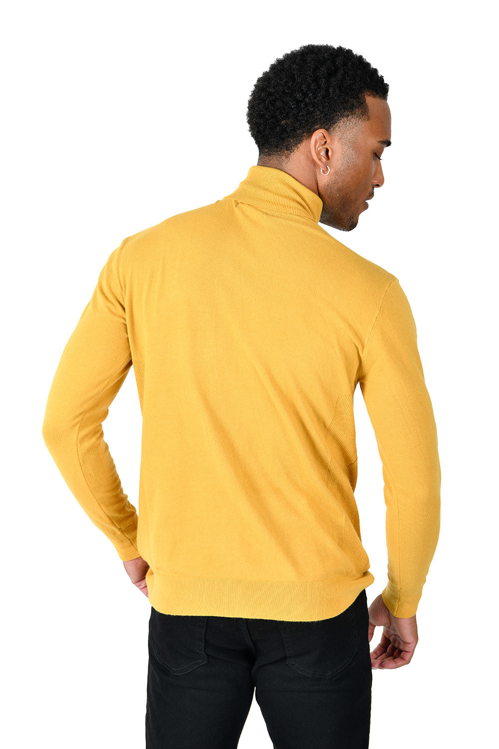 Men's Turtleneck Ribbed Solid Color Basic Sweater LS2100 Mango