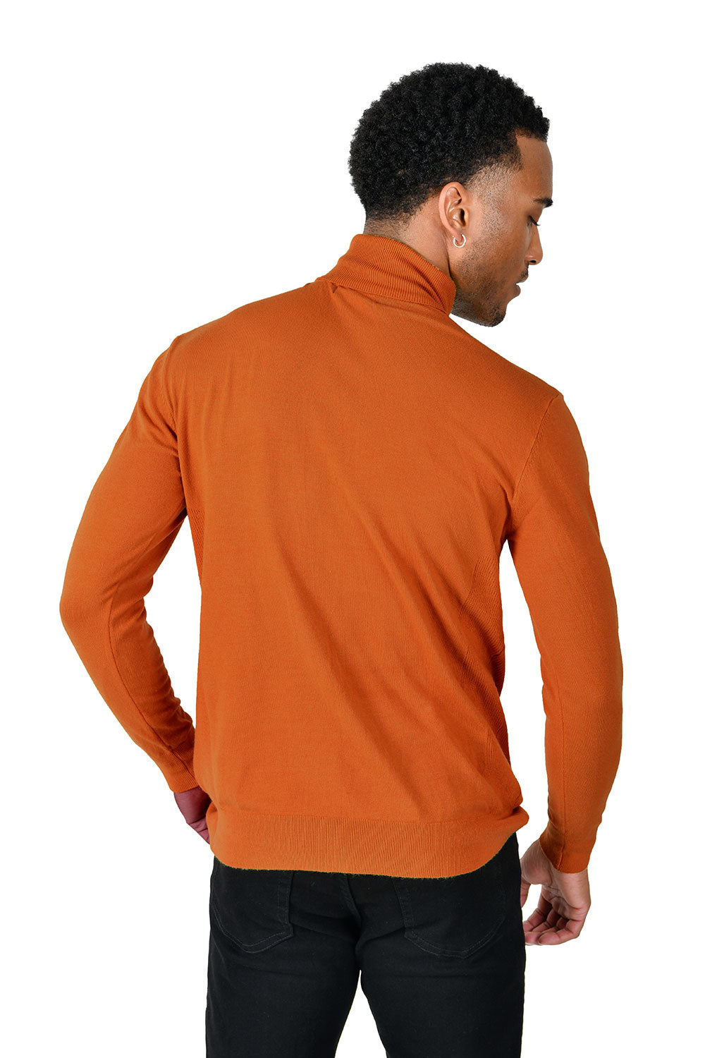 Men's Turtleneck Ribbed Solid Color Basic Sweater LS2100 Rust
