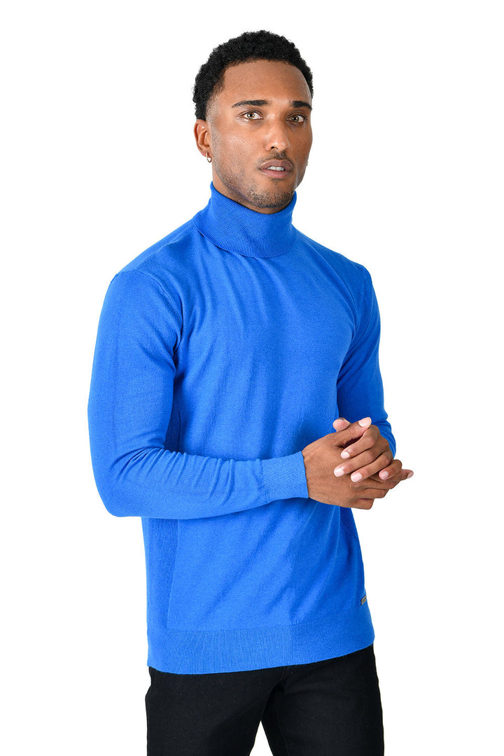 Men's Turtleneck Ribbed Solid Color Basic Sweater LS2100 Royal