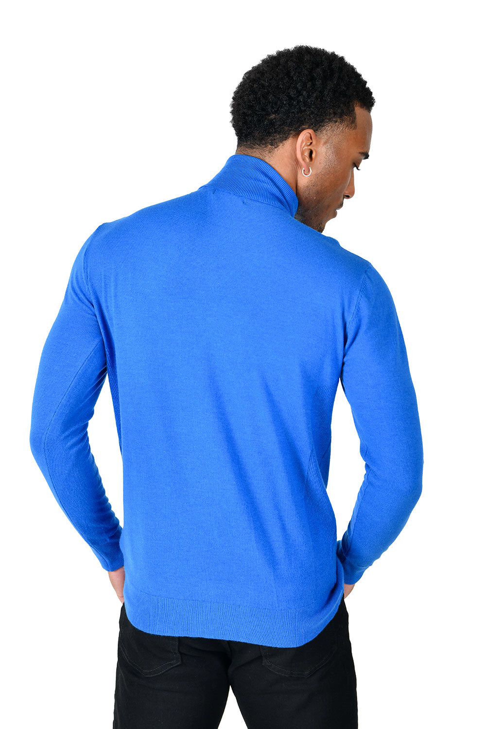 Men's Turtleneck Ribbed Solid Color Basic Sweater LS2100 Royal