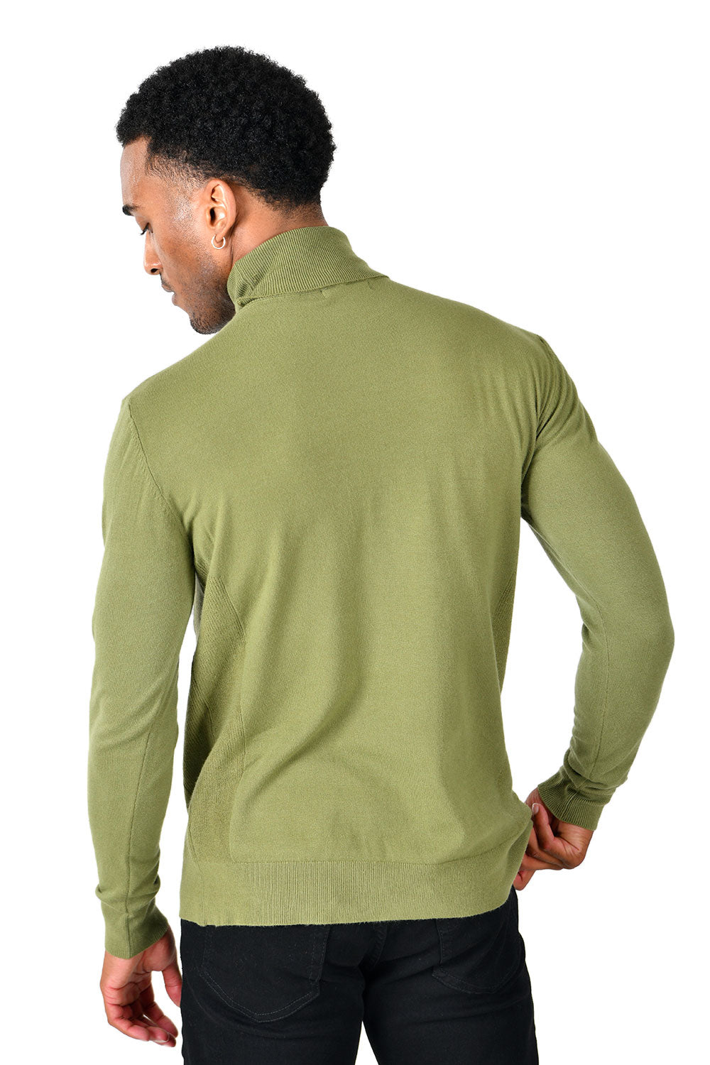 Men's Turtleneck Ribbed Solid Color Basic Sweater LS2100 Sage