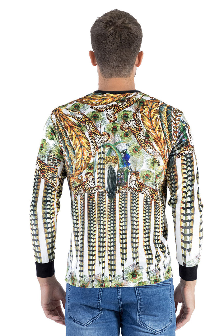 Barabas Men's Animal Print Design Long Sleeve Crewneck Sweatshirt LV108