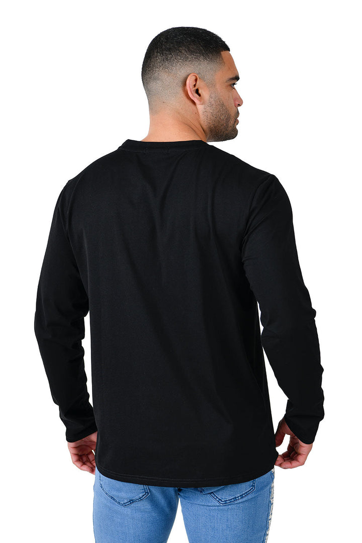 Barabas Men's Solid Color Crew Neck Sweatshirts LV127 Black