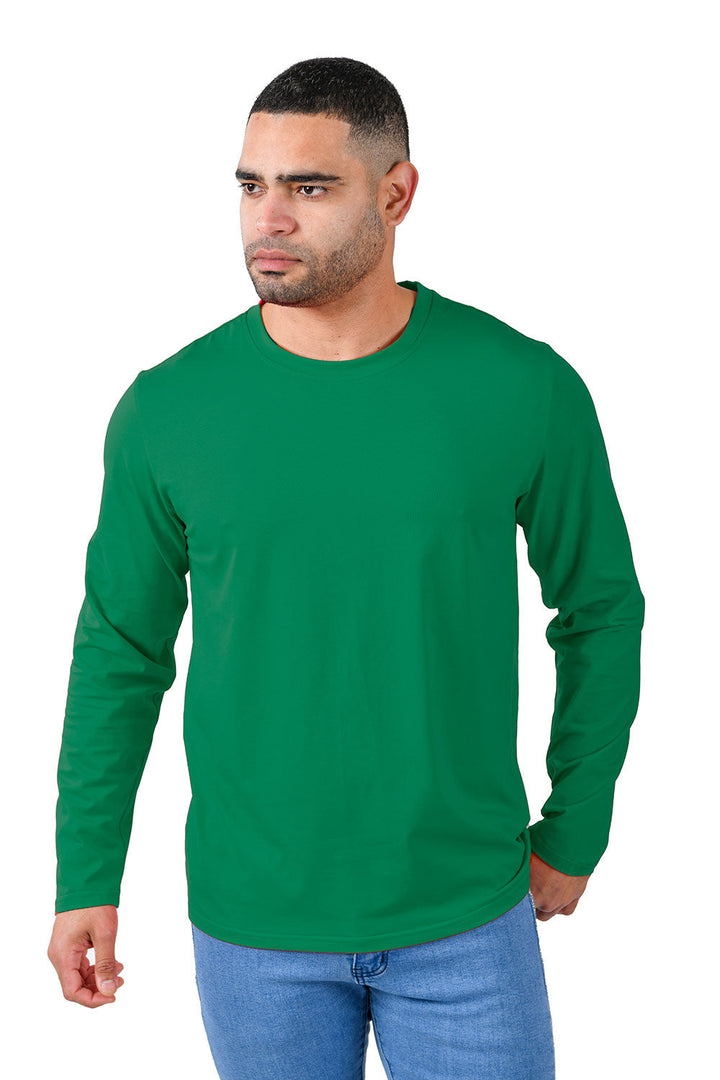 Barabas Men's Solid Color Crew Neck Sweatshirts LV127 dark green