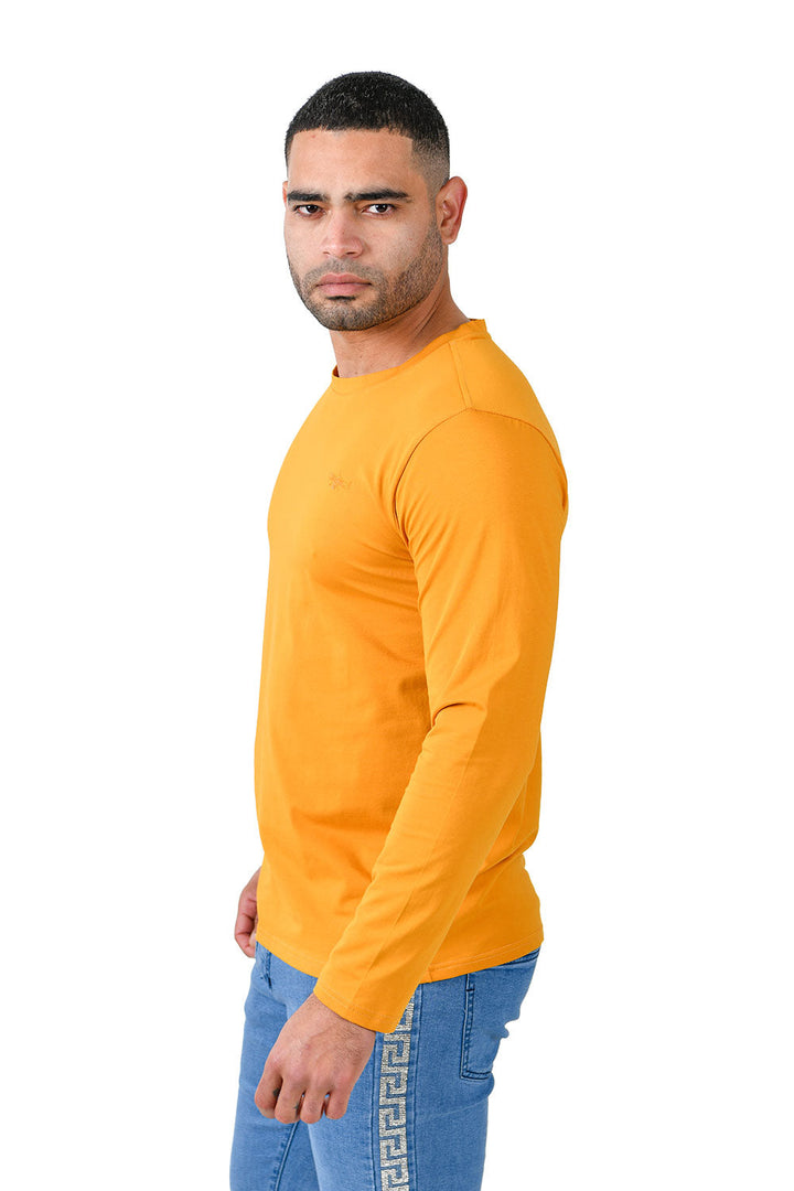 Barabas Men's Solid Color Crew Neck Sweatshirts LV127 light mustard