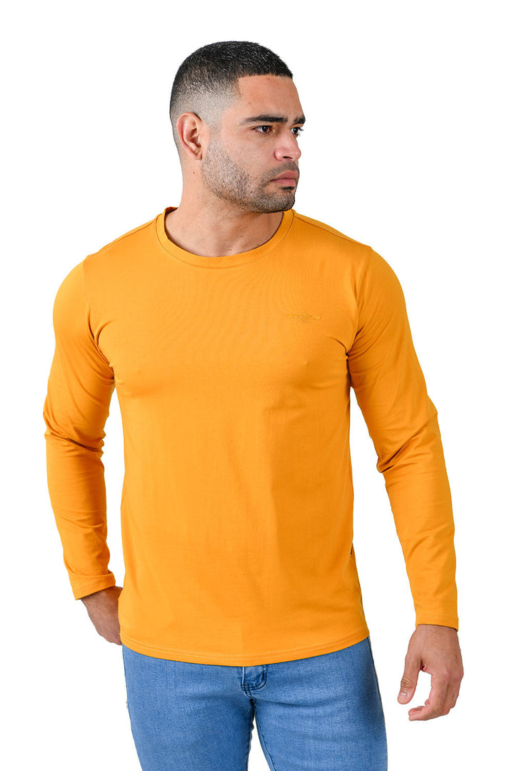 Barabas Men's Solid Color Crew Neck Sweatshirts LV127 light mustard