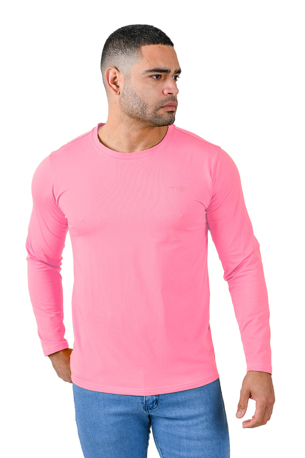 Barabas Men's Solid Color Crew Neck Sweatshirts LV127 rose