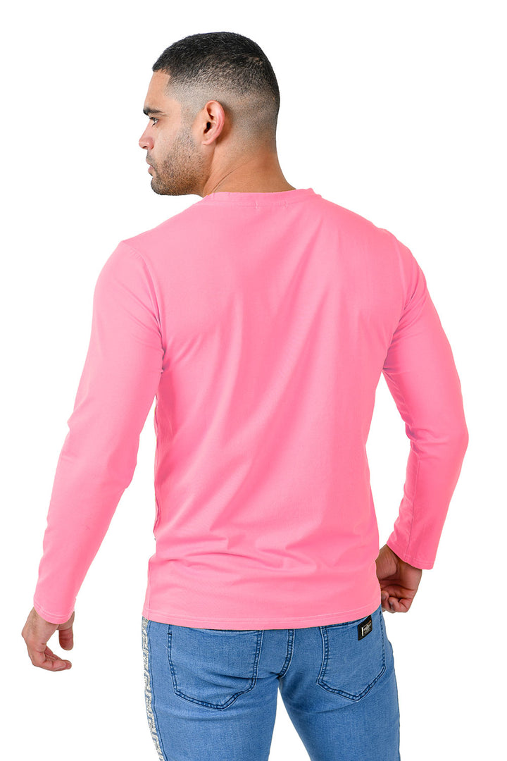Barabas Men's Solid Color Crew Neck Sweatshirts LV127 rose