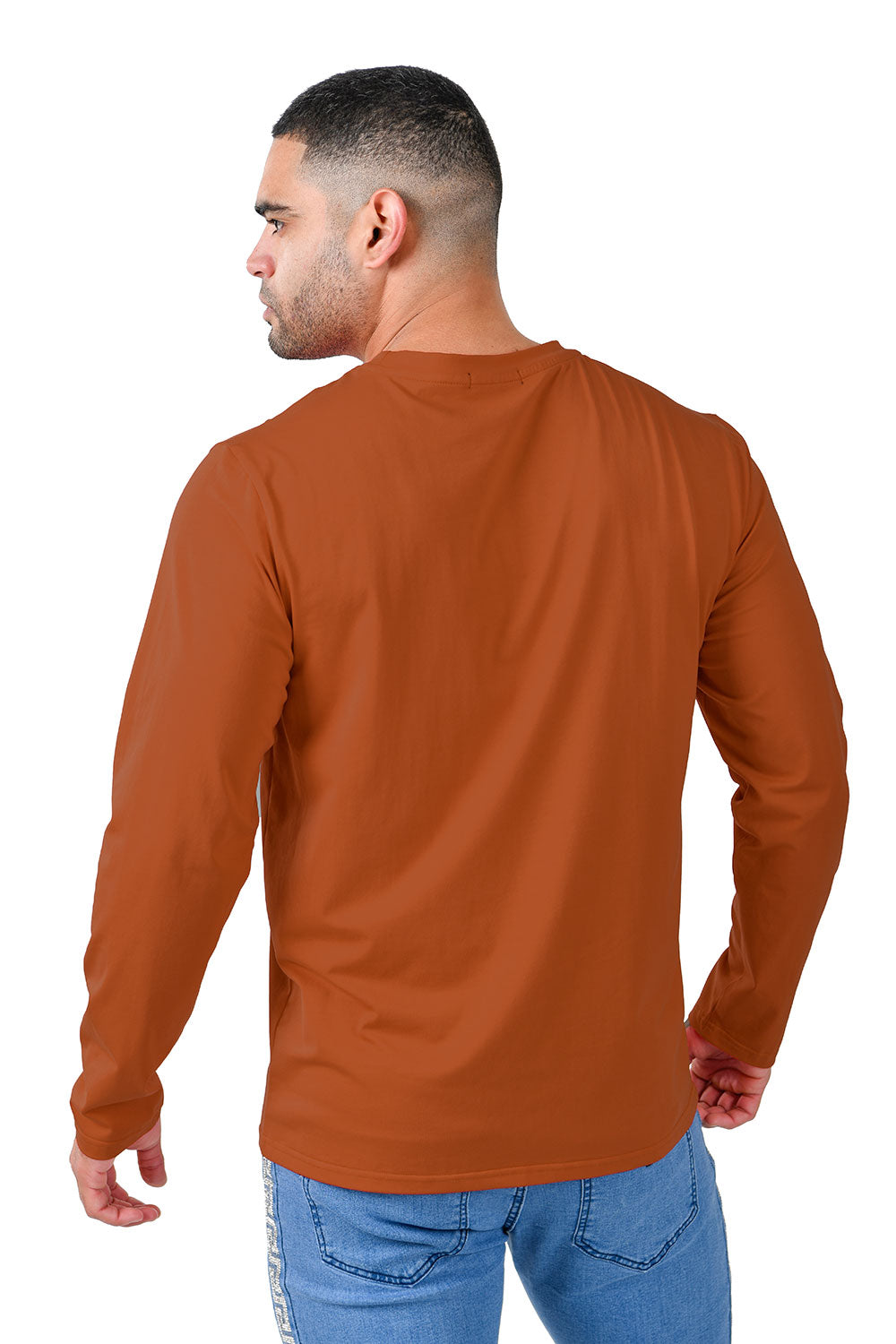 Barabas Men's Solid Color Crew Neck Sweatshirts LV127 rust