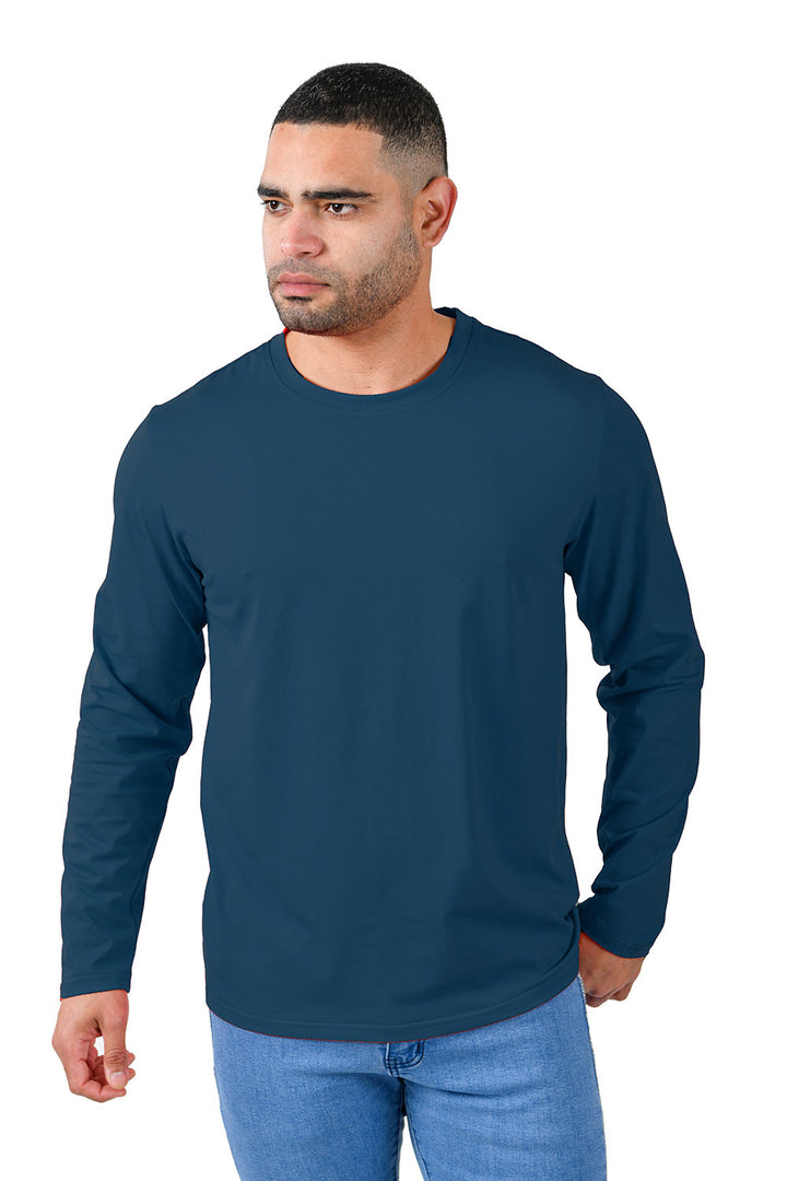 Barabas Men's Solid Color Crew Neck Sweatshirts LV127 teal