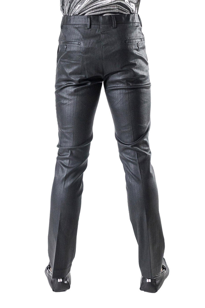 BARABAS men's shiny glittery black chino pants CPW26
