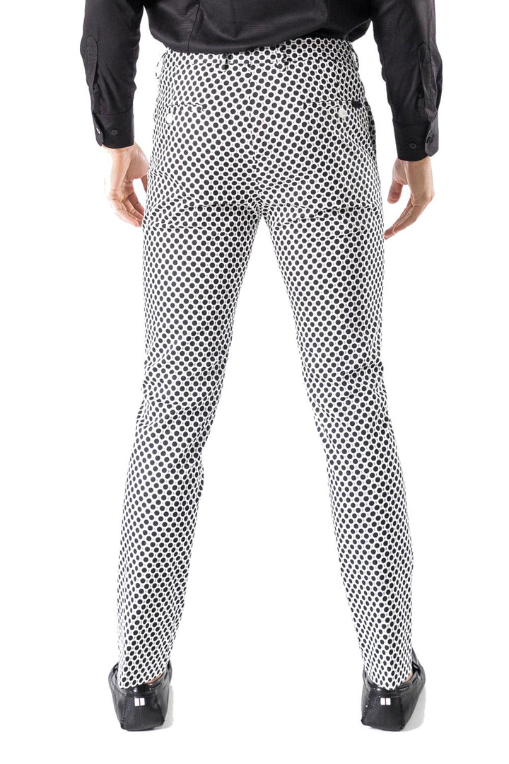 BARABAS men's printed checkered black white chino Pants CP18