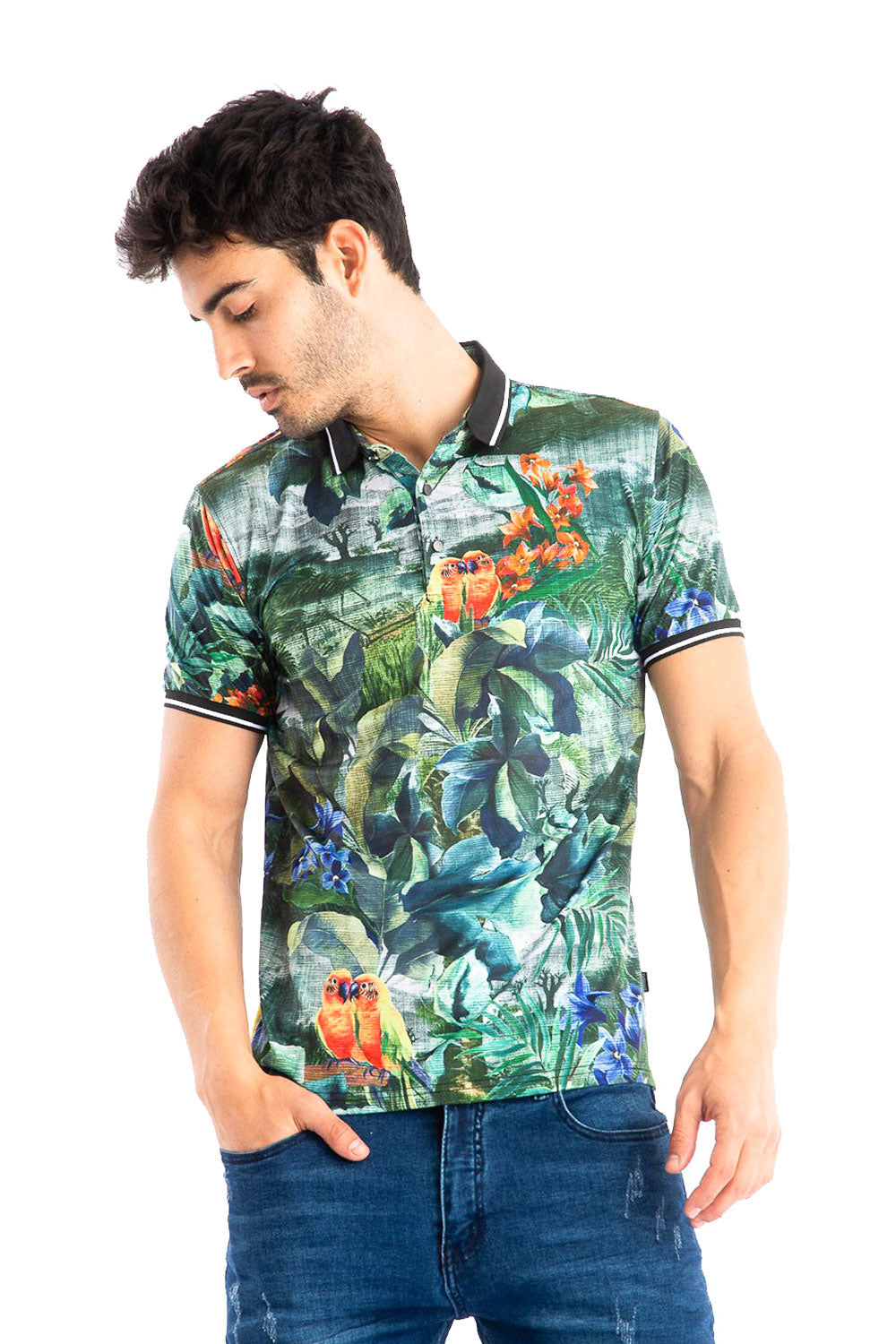 BARABAS MEN Polo Printed Shirts Lost in wilderness P908 Small