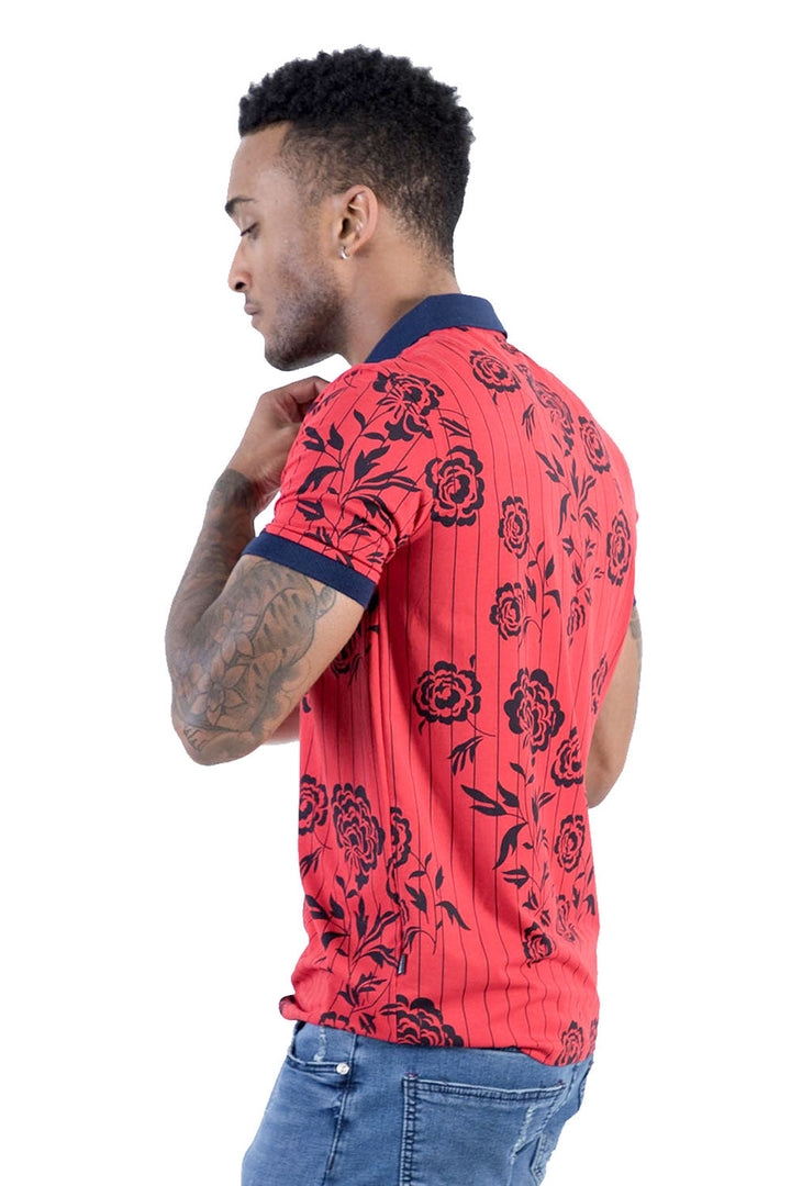 BARABAS Men Polo Printed Shirts Impression in Red P910-RED-S Red