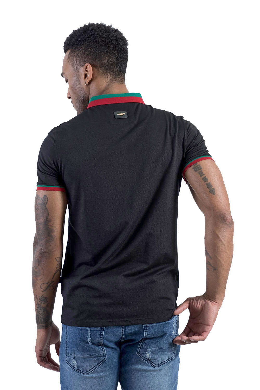 BARABAS Men's Solid Color Black Logo Polo Shirts PP811
